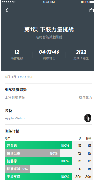 咕咚app AppleWatch全新交互課程推出 網(wǎng)友：最嚴私教出世